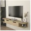 Meuble tv karjali mural 150 x 30 x 19 cm effet chêne [en.casa]