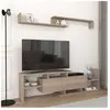 EN.CASA Meuble TV avec étagère murale Liksefte 154 x 28 x 42 cm effet chêne