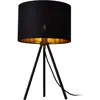 Lampe De Bureau Trépied E14 Métal Tissu Hauteur 51 Cm Noir Doré lux.pro