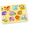 Goki - 57838 - puzzle en bois A encastrement - jeunes animaux - 10 pièces