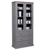 PARIS PRIX Vaisselier vitrine luzerna fsc 2 portes 3 tiroirs bois massif gris/sépia