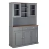 Inter Link - Buffet vaisselier 5 portes et 3 tiroirs en pin massif gris - tera