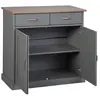 Interlink Buffet bas 2 portes 2 tiroirs en bois massif LUNA gris/sépia Taille unique