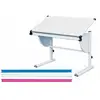 Inter Link Bureau inclinable mélaminé blanc et pieds métal déco rose et bleu Mollyn