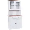 Interlink Vaisselier 4 portes pin massif focné et blanc Campanou 90 cm