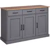 Inter Link Commode 3 portes et 3 tiroirs Oak Colori Bois massif Chêne gris laqué