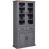 Interlink Vitrine Oak Colori Bois massif Chêne gris laqué