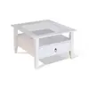 Interlink Table Basse PROVENCE Carrée - 1 Tiroir de Rangement - Bois Massif Blanc