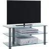 HOMELIFE24 Netasa Meuble TV avec 3 étagères en verre argenté, verre transparent.