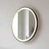 Paul Neuhaus Miroir mural LED VIDRO, gris, Ø 46 cm, métal/verre, inter...