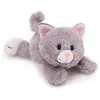 NICI peluche Chat gris 20cm, couché VERT