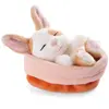 NICI Lapin en Peluche Sleeping Pets à Pois Caramel dans Un Panier pêche 12cm