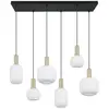 Trio Lighting Suspension Diva, 6 lampes, laiton, opale, métal, verre