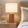 Lampe de table, céramique, textile, moka, blanc, H 36 cm