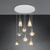 Trio Lighting Suspension Aldea, Ø 60 cm, blanc/ambre/chrome, verre, à ...