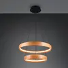 Trio Lighting Suspension LED Lynwood, Ø 60 cm, couleur bois, bois, à 2...
