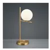Lampe à Poser Sphère Verre Blanc Laiton 1xE14 Pure Trio Lighting