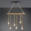 Reality Leuchten Suspension Vintage Wilma Bambou Barre Et Corde L100 cm Trio Lighting