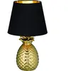 RL LIVE YOUR LIGHT Lampe de table en céramique, textile or noir, H 35 cm, ANANAS
