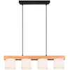Reality Leuchten Lustre Suspension Bois 4 Abat Jours Blancs Cameron Trio Lighting