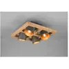 Plafonnier Carré 4 Spots Orientables Bois Et Métal Nickel Cloche Trio Lighting
