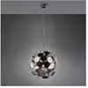 Trio Leuchten suspension Discalgo, métal noir mat, verre chromé vaporisé, sauf 6x E14