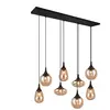 Trio Lighting Suspension Lumina, à 8 lampes, noir/ambre, verre