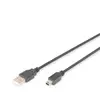 Câble USB 2.0 Type A mini B (5pin) M/M - DIGITUS - 1m - Noir - Conforme USB 2.0
