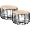 Idimex Lot de 2 tables d'appoint PADOVA, en métal noir et décor bois naturel