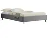 Idimex Lit futon simple pour adulte NIZZA 120x190 cm 1 place et demi / 1 personne, avec sommier et pieds en métal chromé, tissu gris