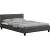 Idimex Lit double capitonné en simili cuir gris anthracite 140 x 190 cm