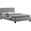 Idimex Lit simple capitonné en tissu, gris, avec strass, 120 x 190 cm