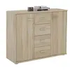 Idimex Buffet ELODIE, commode meuble de rangement avec 4 tiroirs et 2 portes, en mélaminé décor chêne sonoma