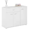 Idimex Buffet CORALINE, commode meuble de rangement avec 1 tiroir et 3 portes, en mélaminé blanc mat