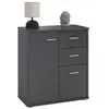 Idimex Buffet REMY, commode meuble de rangement avec 2 tiroirs et 2 portes, en mélaminé gris mat