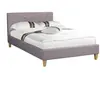 Idimex Lit simple pour adulte LILLE 120x190 cm 1 place et demi / 1 personne, avec sommier et pieds en bois, tissu capitonné gris