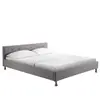 Idimex Lit double nizza, 160 x 200 cm, capitonné avec sommier, revêtement en tissu gris