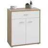 Idimex Buffet MONACO, commode meuble de rangement avec 1 tiroir et 2 portes, en mélaminé décor chêne sonoma et blanc mat