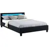Idimex Lit led double pinot 140x190 cm, avec sommier, revêtement synthétique noir