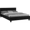Idimex Lit double mathieu, 140 x 190 cm, capitonné avec sommier, revêtement en tissu noir