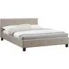 Idimex Lit double mathieu, 140 x 190 cm, capitonné avec sommier, revêtement en tissu beige