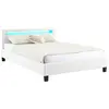 Idimex Lit led double pinot 140x190 cm, avec sommier, revêtement synthétique blanc
