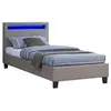 Idimex Lit led simple molina 90x190 cm, avec sommier, revêtement tissu gris