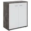 Idimex Buffet FIRMIN, commode meuble de rangement avec 2 portes, en mélaminé décor béton foncé et blanc mat