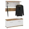 Idimex Ensemble banc de rangement à chaussures et porte manteau mural viella en mélaminé couleur chêne wotan et blanc