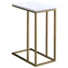 Idimex Table d'appoint rectangulaire DEBORA, en métal doré et MDF décor blanc
