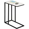 Idimex Table d'appoint rectangulaire debora, en métal noir et décor blanc mat