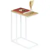 Idimex Bout de canapé DEBORA table d'appoint table à café table basse de salon cadre en métal blanc plateau en MDF décor chêne sonoma
