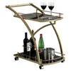 Idimex Chariot de service avec 2 étagères en verre structure métal, noir/or