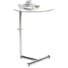 Idimex Table d'appoint LEONIE, métal chromé et verre trempé transparent